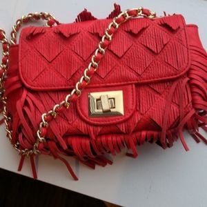 Red fringe crossbody
